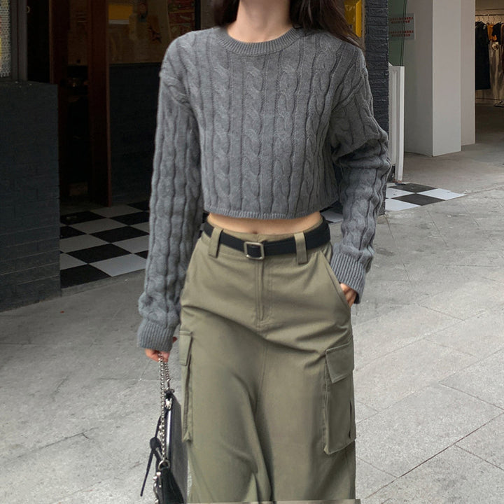 Thick knitted pullover for women with textured pattern and casual fit Lune London