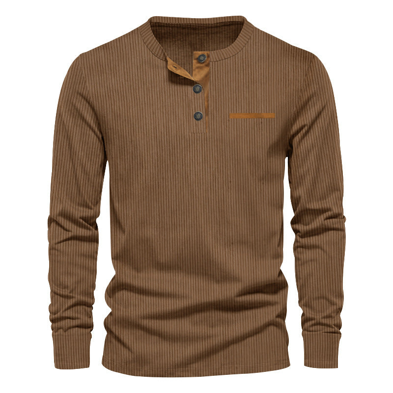 Long sleeve shirt for men with ribbed design and button placket Amarae