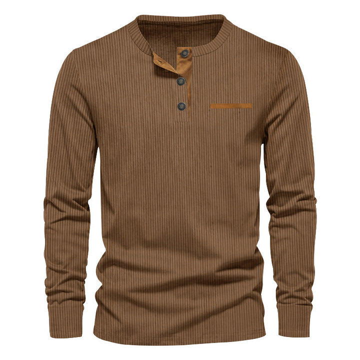 Long sleeve shirt for men with ribbed design and button placket Amarae