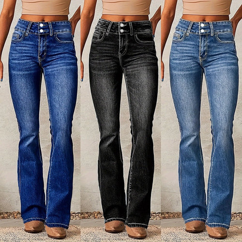 Women's Bootcut Jeans with High Waist and Fashionable Buttons Amarae