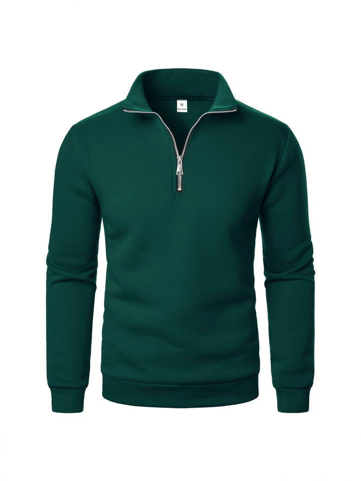 Men's fleece pullover with practical stand-up collar and zipper Chic & Stil