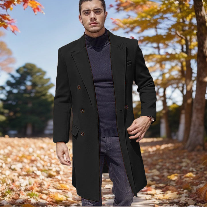 Long double-breasted coat for men in high-quality fabric Lune London