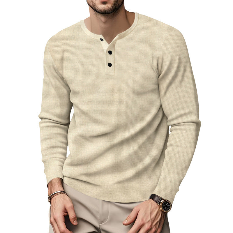 Long sleeve shirt for men with Henley neckline and textured surface Lune London