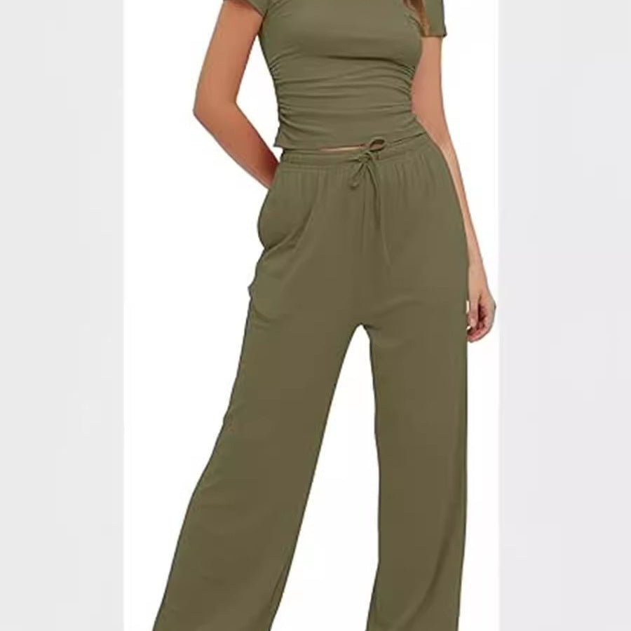 Casual set for women with crop top and wide pants Lune London