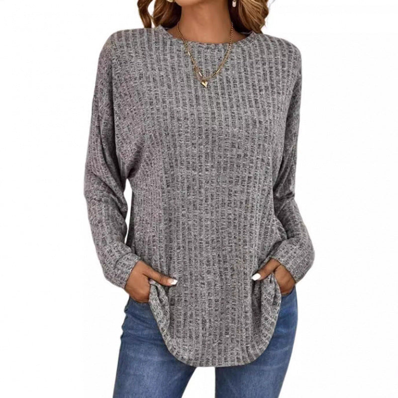 Women's Oversized Structured Knit Sweater with Round Neck and Pockets Amarae
