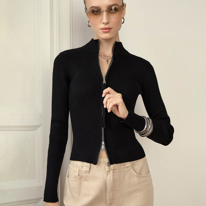 Sporty knit sweater for women with high collar Lune London