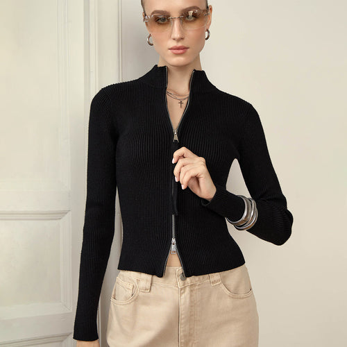 Sporty knit sweater for women with high collar Amarae