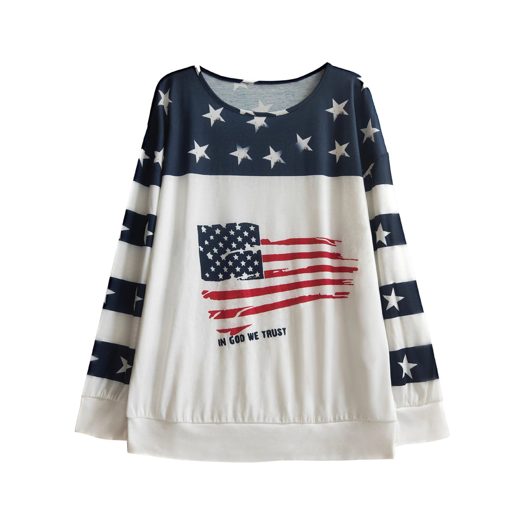 Ladies casual sweatshirt with star design and flag pattern Lune London