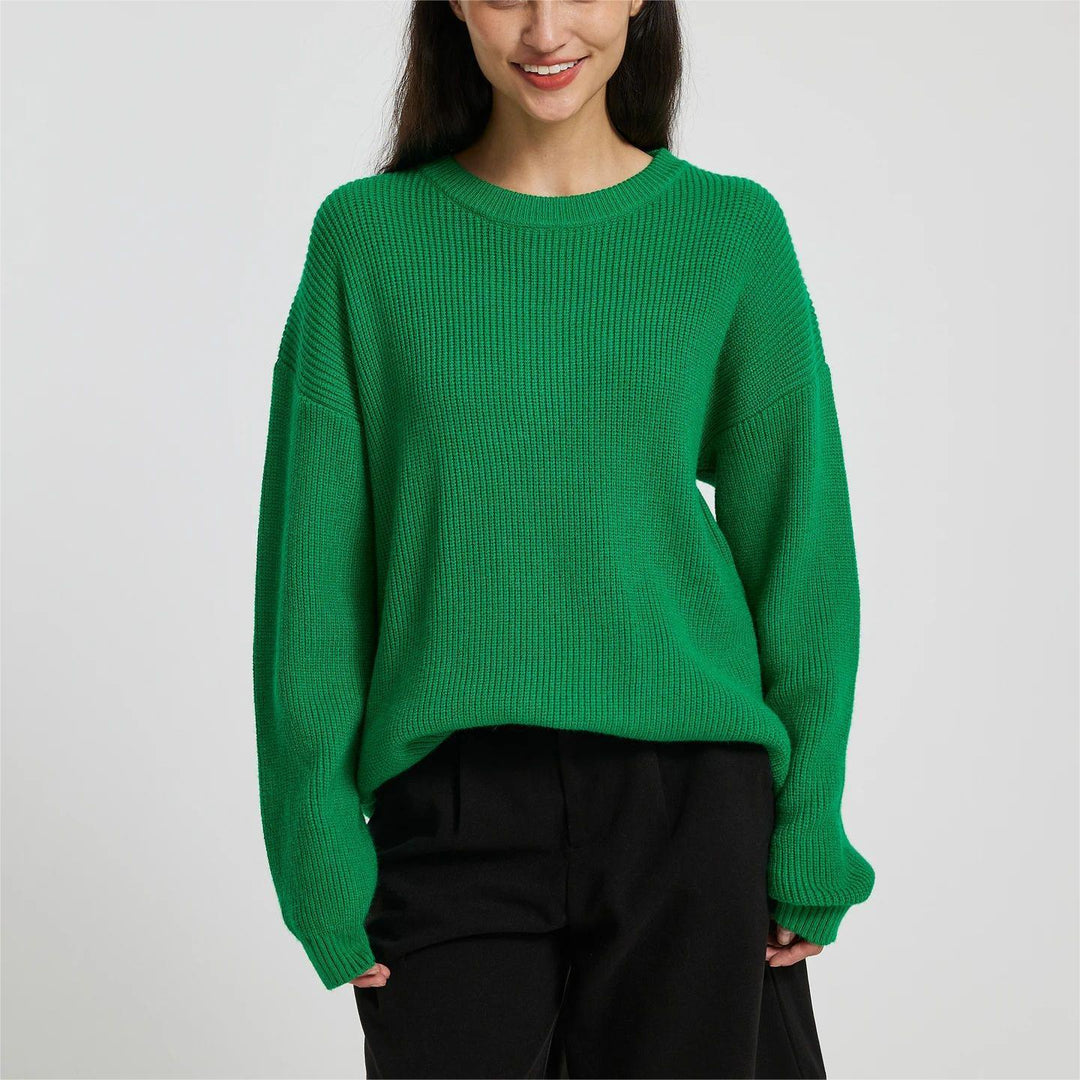 Ladies chunky knit sweater with relaxed fit and dropped shoulder seams Lune London