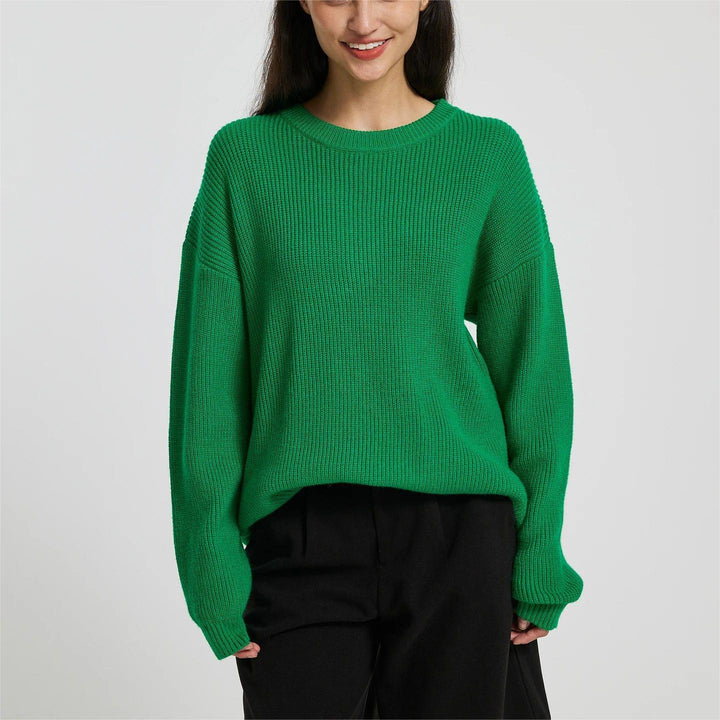 Ladies chunky knit sweater with relaxed fit and dropped shoulder seams Lune London