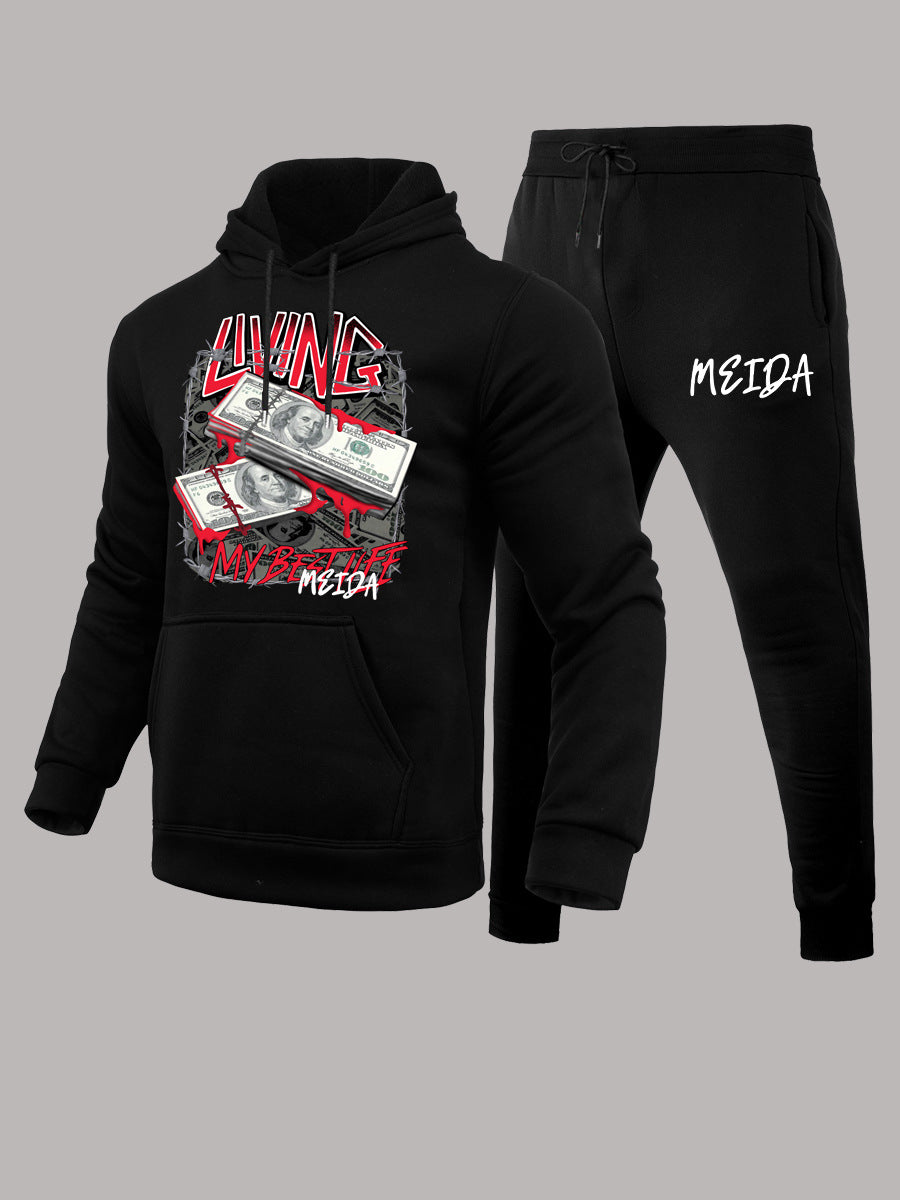 Women's sporty sweatshirt and jogger pants set with creative print Lune London