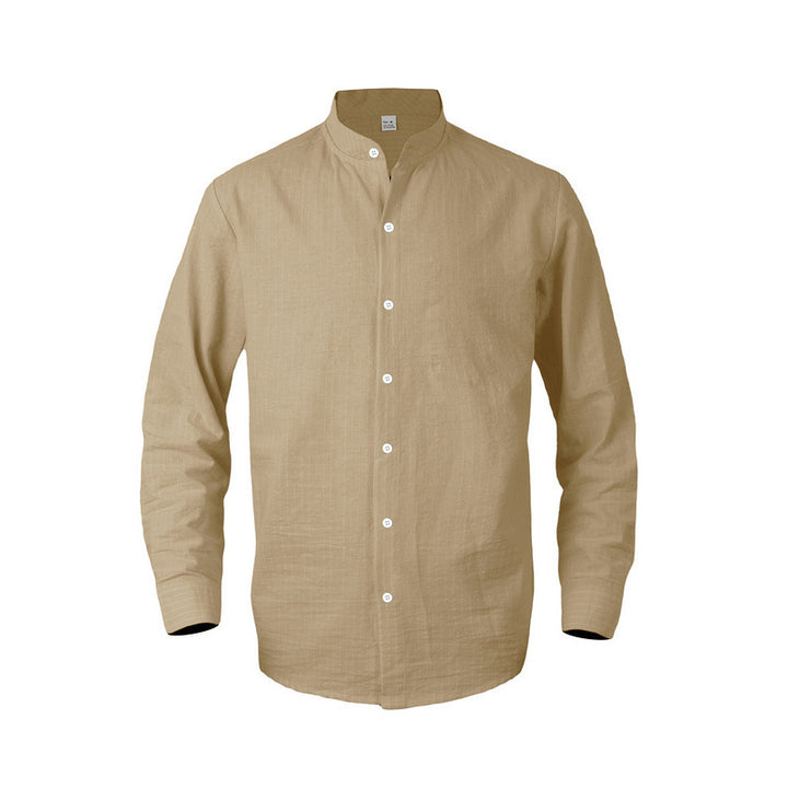 Long-sleeve shirt for men with modern high collar and fine striped pattern Lune London