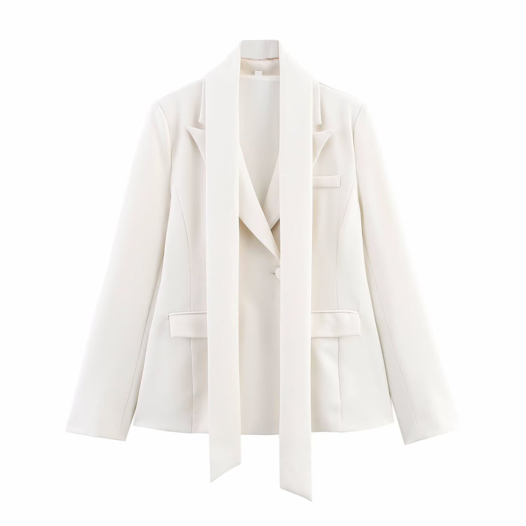 Women's blazer jacket with elegant bow detail and fitted cut Lune London