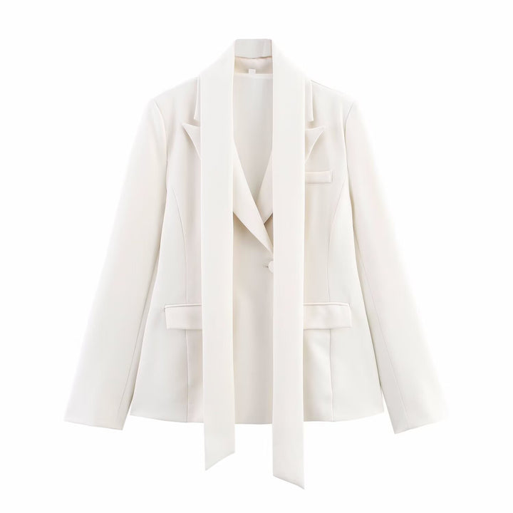 Women's blazer jacket with elegant bow detail and fitted cut Lune London