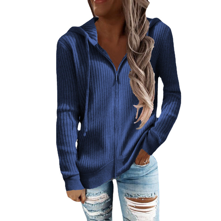 Hooded jacket for ladies with trendy design in ribbed knit Lune London