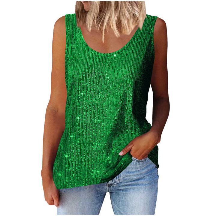Ladies shimmering top with glistening fabric and figure-friendly cut Lune London