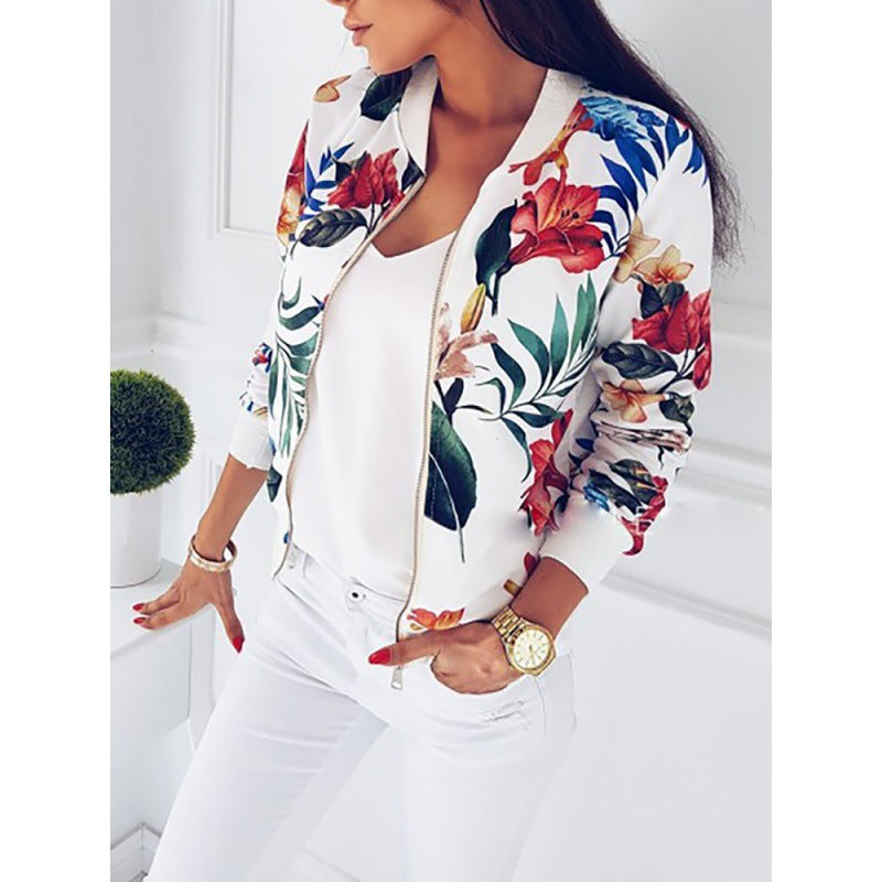 Women's bomber jacket with floral design and elastic cuffs Lune London