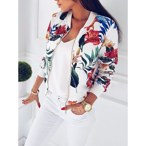 Women's bomber jacket with floral design and elastic cuffs Amarae