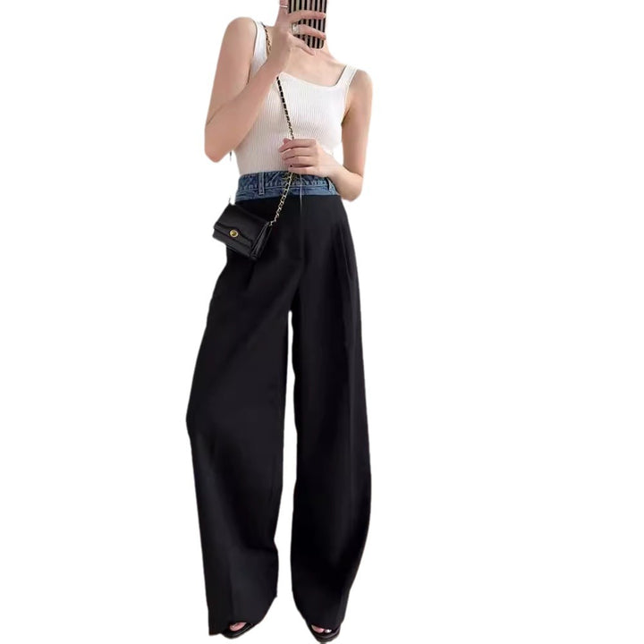 Pantalons en tissu taille haute à coupe large pour femmes Chic & Stil