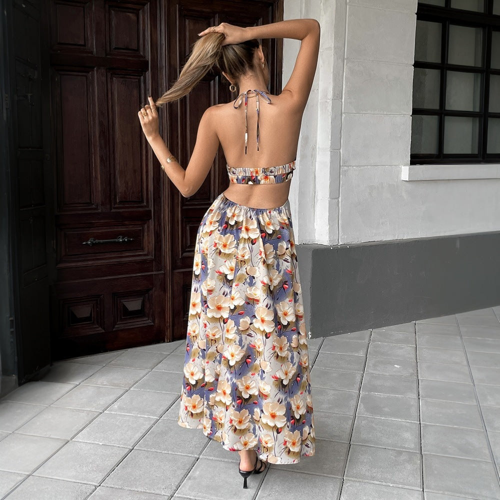 Robe maxi pour femme avec design floral et haut sans bretelles Chic & Stil
