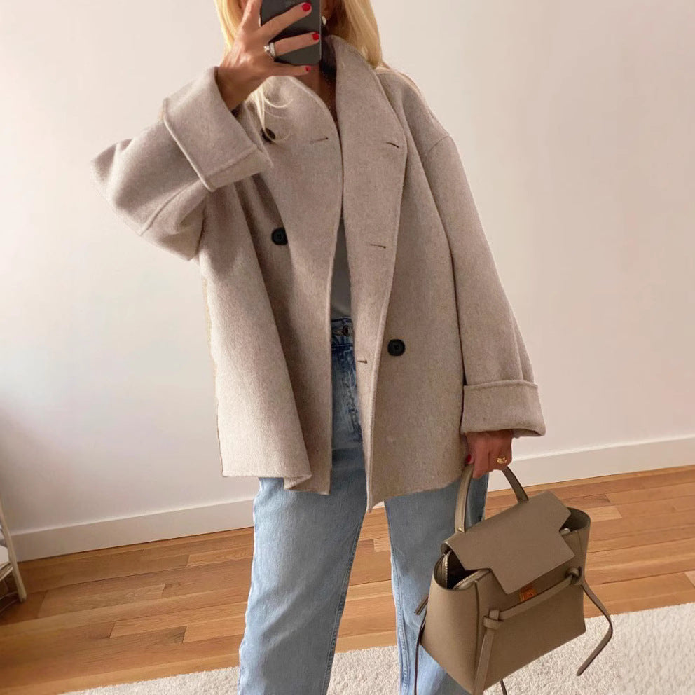 Femme veste en laine élégante avec boutonnage double et coupe décontractée Chic & Stil