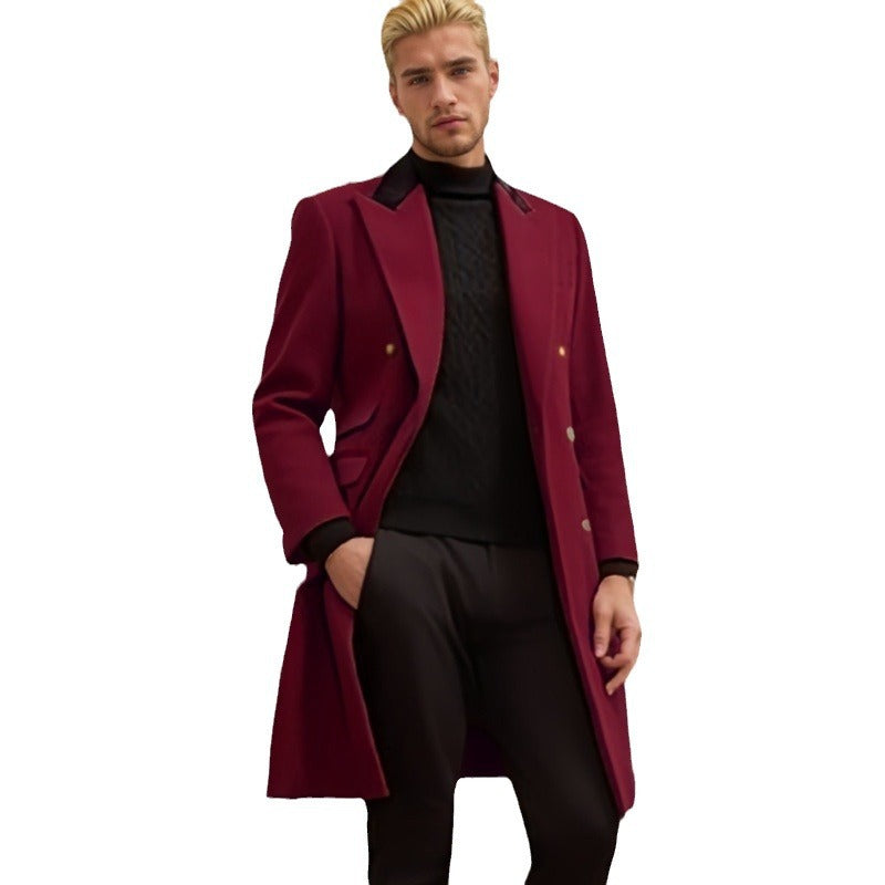 Modern urban coat for men with double-breasted buttons and velvet collar Lune London