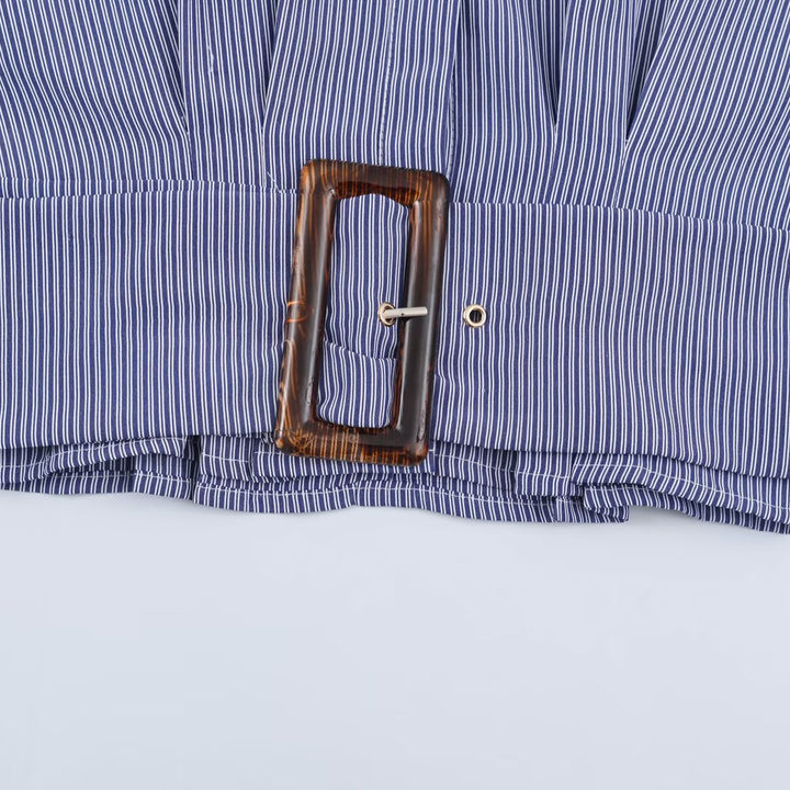 Women Cropped Shirt Blouse with Wide Waistband and Oversized Sleeves Amarae