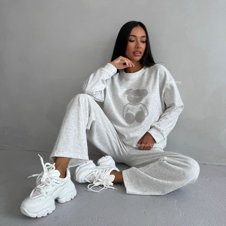 Casual tracksuit set for women with teddy shape pattern Amarae
