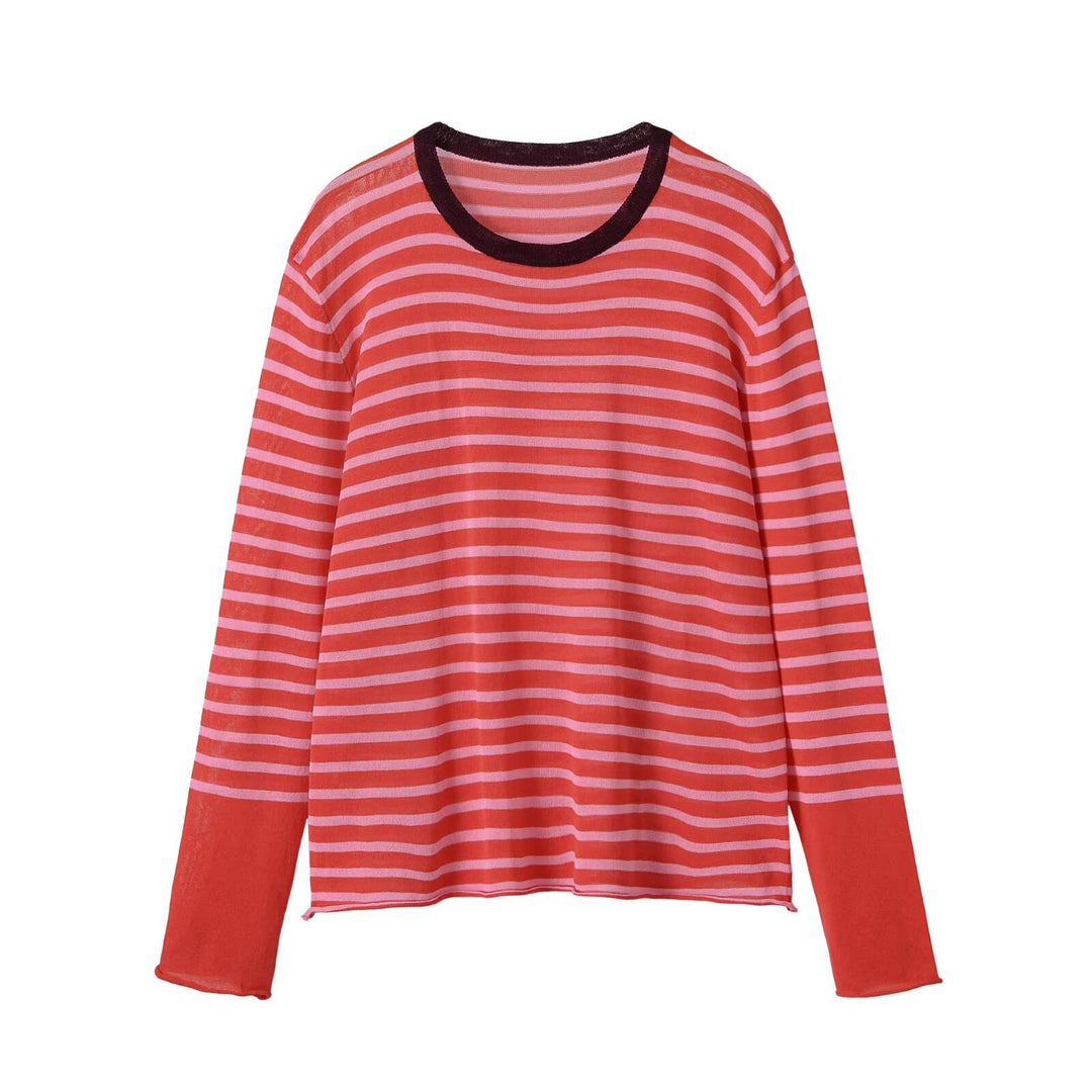 Women’s fine knit long sleeve with maritime stripes and contrasting sleeves Amarae
