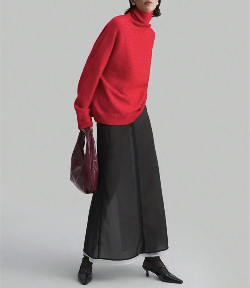 Women's oversized turtleneck sweater with fine texture Lune London
