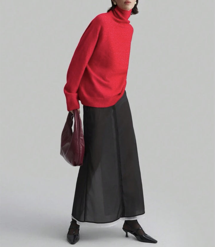 Women's oversized turtleneck sweater with fine texture Lune London