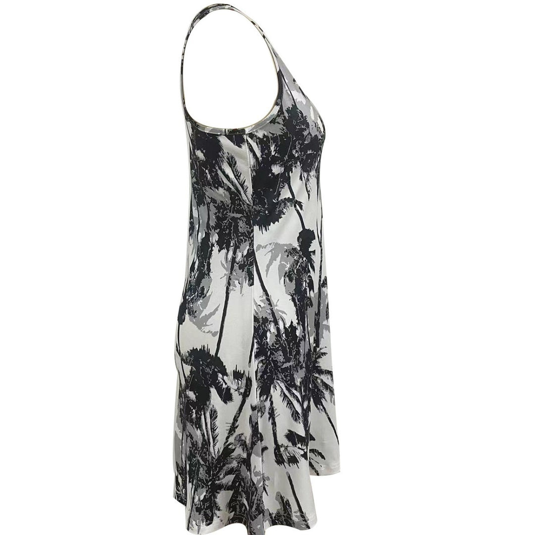 Casual summer dress for women with modern palm tree pattern Lune London