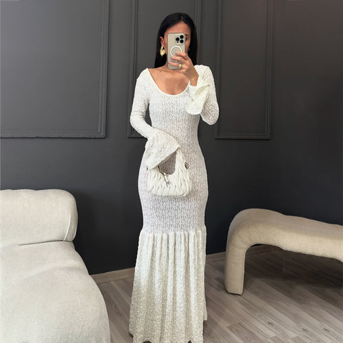 Maxi dress for women with a refined gathered hem and a trendy knit design Amarae