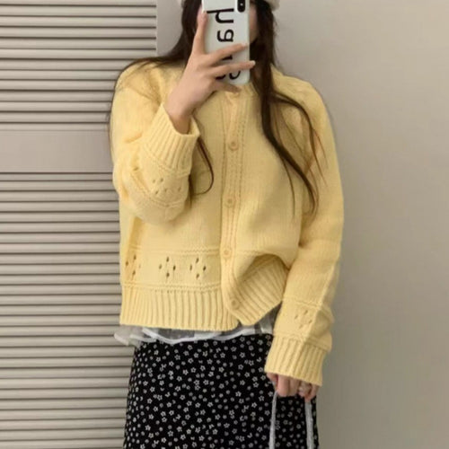 Women cardigan with a fine hole pattern and button closure Amarae