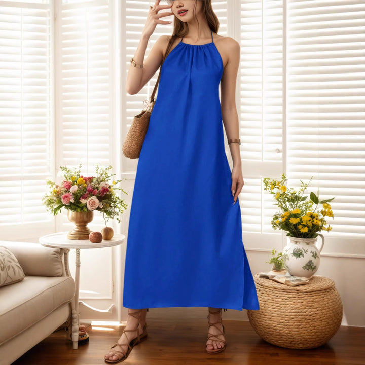 Women's Maxi Dress with Elegant Halter Strap Lune London