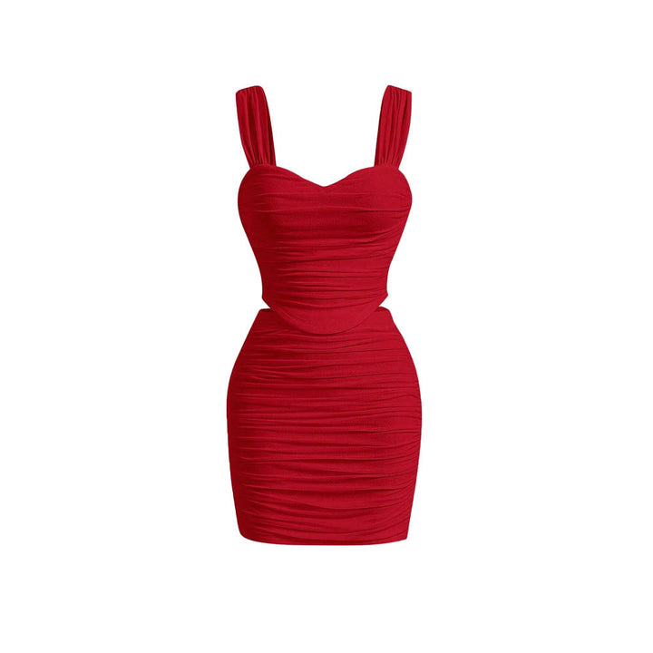 Robe mini moulante pour femme avec des détails volants et un décolleté en cœur profond Chic & Stil