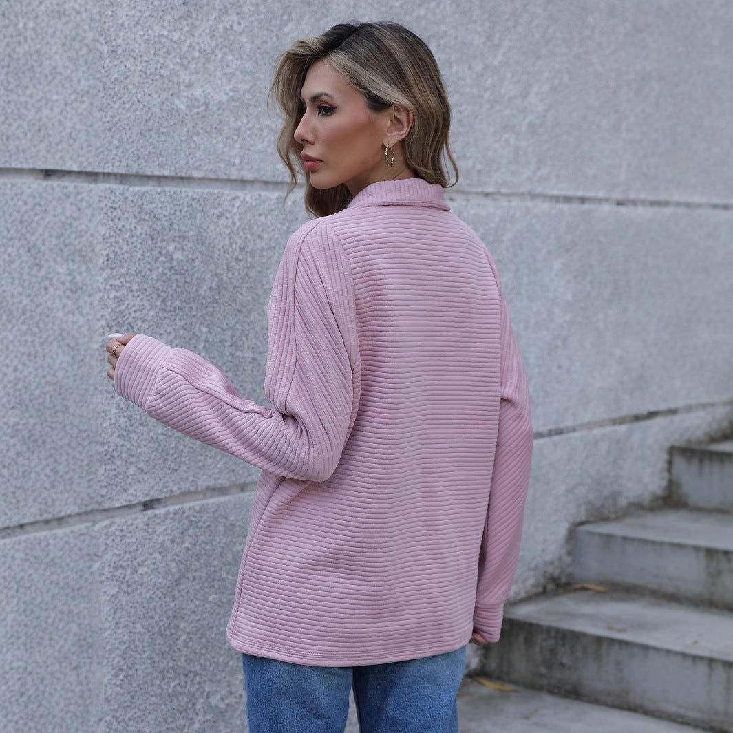 Casual sweater for women with high collar and structured design Lune London