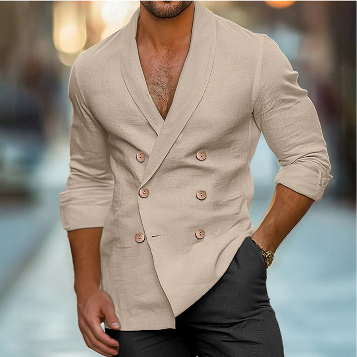 Elegant linen jacket for men with double-breasted Lune London