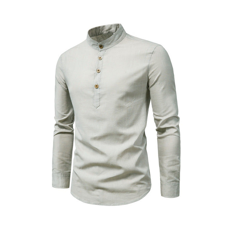 Trendy long-sleeve shirt for men with a high collar and elegant button placket Lune London