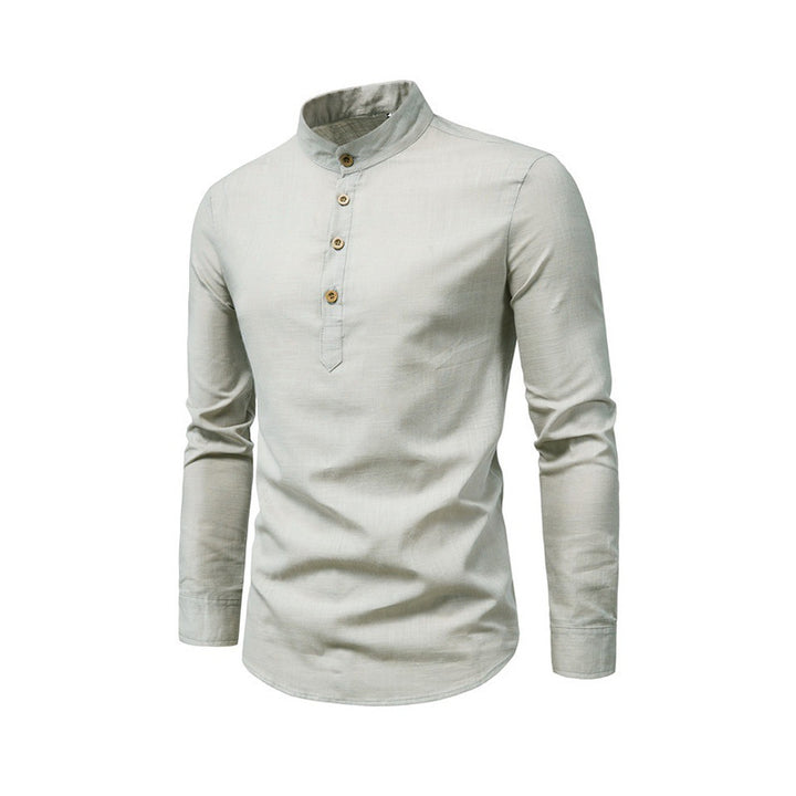 Trendy long-sleeve shirt for men with a high collar and elegant button placket Lune London