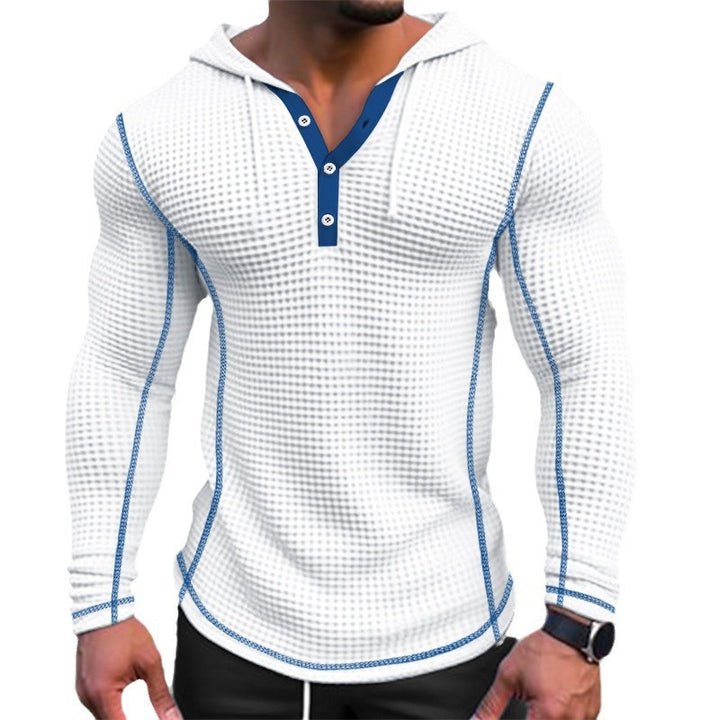 Stylish men's hoodie t-shirt with structured design and button placket Lune London