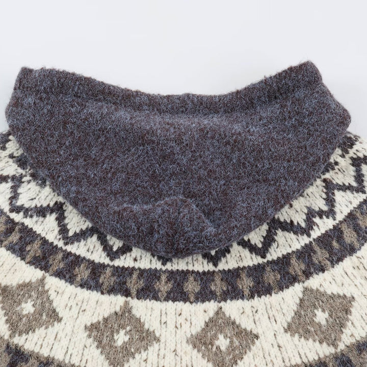 Ladies hooded cardigan in Norwegian style with toggle closures Amarae