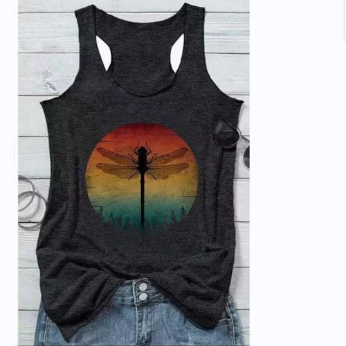 Women's tank top with trendy prints and a sporty cut at the back Amarae