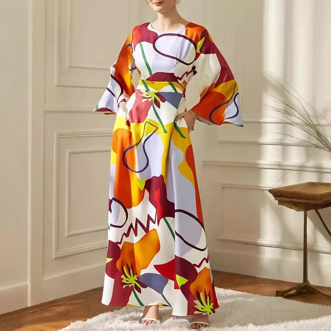 Ladies beautiful maxi dress with modern abstract patterns Lune London