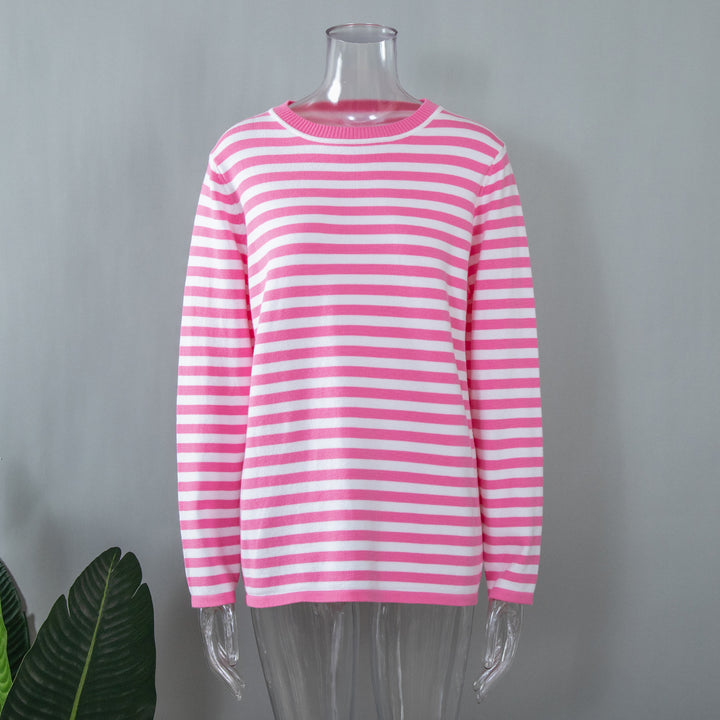 Casual knit pullover for women with striped pattern and loose fit Lune London