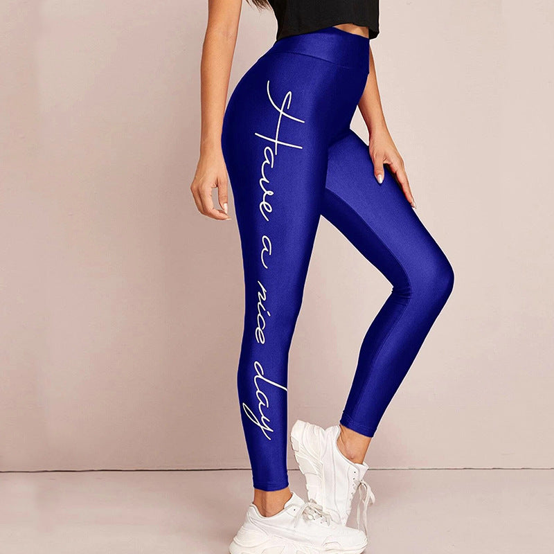 Women's Sports Leggings with Inspiring Lettering and High Waistband Lune London