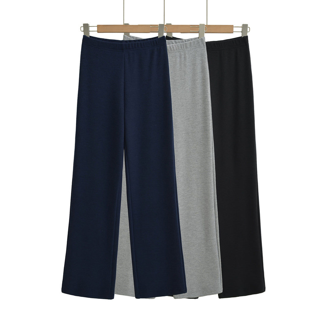 Women's wide knit pants with waffle structure and high waistband Amarae