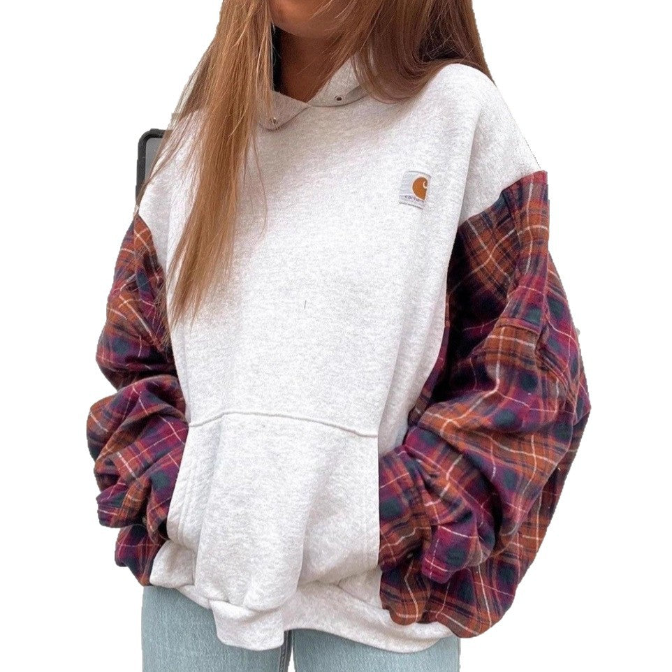Sweat à capuche pour femmes avec motif à carreaux moderne Chic & Stil