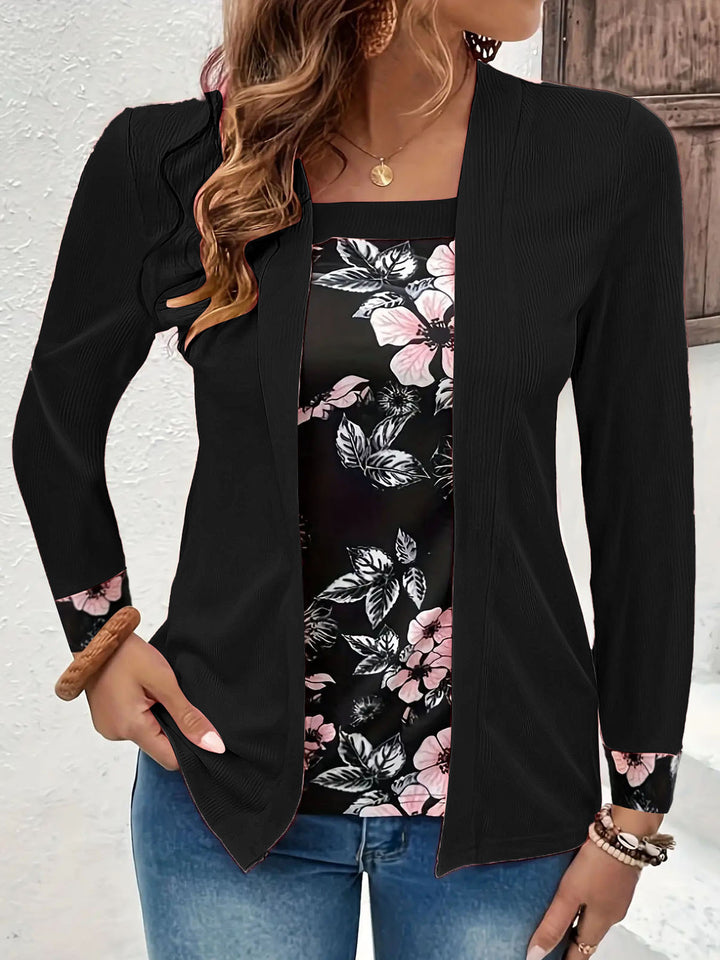 Ladies Elegant and Casual Long Jacket with Floral Design Lune London