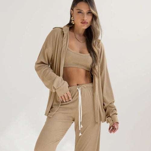 Casual set for women with long sleeve jacket and loose pants Amarae